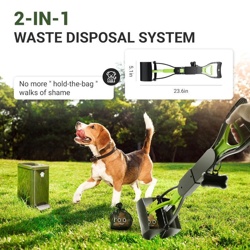 PREMJIN Dog Poop Trash Can Outside with Poop Scooper for Dogs, 12L/3.2Gal Metal Outdoor Garbage Can with Lid Suitable for Small, Medium and Large Dogs (Tungsten Steel) - Image 4